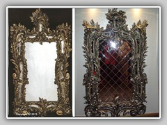 14) Links authentieke spiegel waarvan Oscar een mal maakte en rechts de replica op het sch